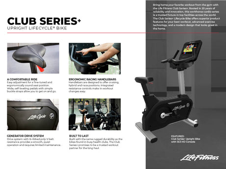 Life Fitness Club Series + Upright Bike w/ SL Console - Black Life Fitness Bike; Upright CSC-DSL-BLKLM_2