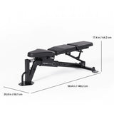 Inspire Series FID7 PRO Adjustable Bench Inspire Bench; flat/incline/decline benches Centr-FID7-Dimensions-1200x1200-2