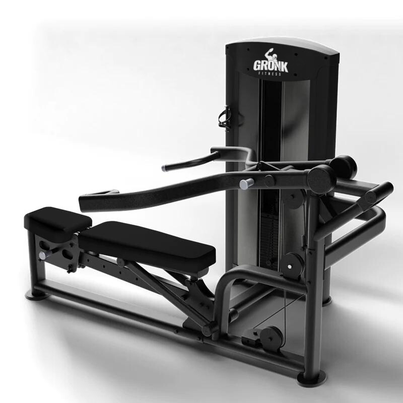Gronk Fitness Selectorized Dual Incline Chest & Shoulder Press - Discontinued Gronk Fitness Products Selectorized, single stack, assembly required ELEMENTFITNESS-COBALTDUALINCLINECHEST_SHOULDERPRESS_2