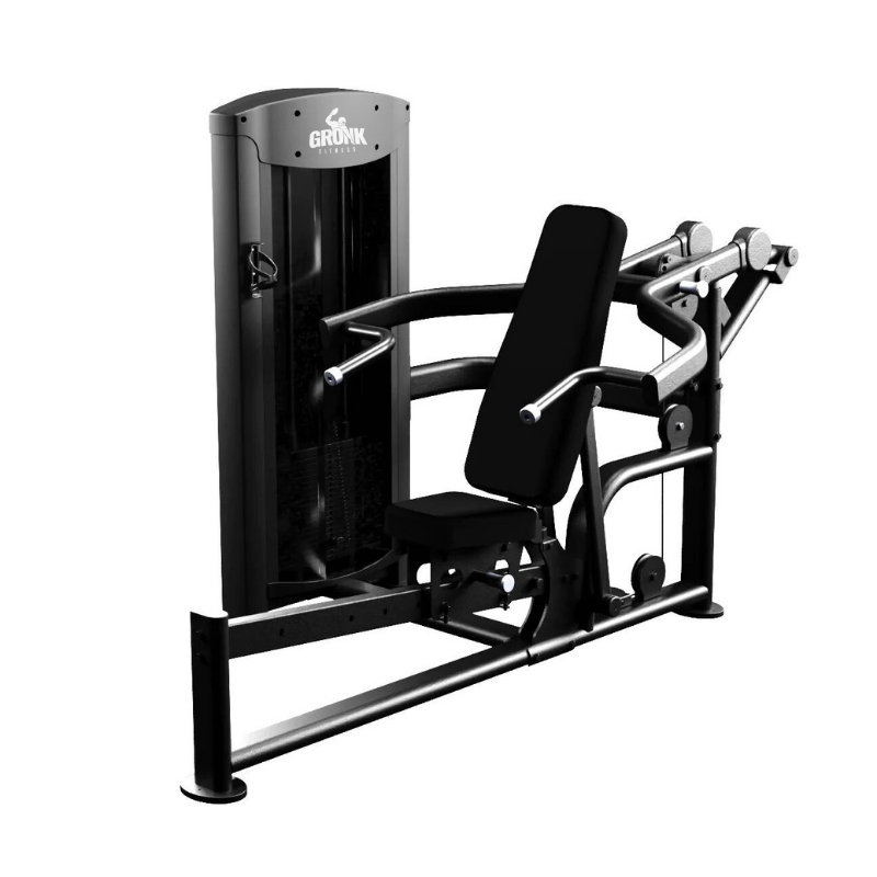 Gronk Fitness Selectorized Dual Incline Chest & Shoulder Press - Discontinued Gronk Fitness Products Selectorized, single stack, assembly required ELEMENTFITNESS-COBALTDUALINCLINECHEST_SHOULDERPRESS_4_e3799721-dc47-44eb-8af5-b5f255bc5682