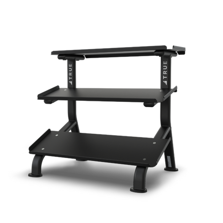 True FS-24 3-Tier Flat Tray Dumbbell Rack TRUE Dumbell racks, power block stand, plate and bar storage, kettlebell racks, ball racks FS-24-35-3-Tier-Flat-Tray-Dumbbell-Rack-600x600