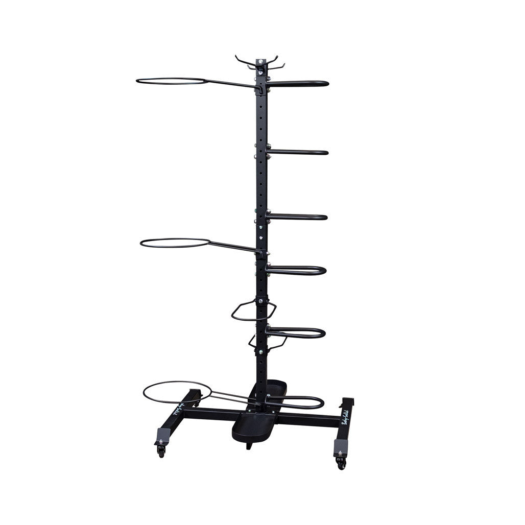 Body Solid GAR100 Mobile Multi Accessory Rack Body Solid Dumbell racks, power block stand, plate and bar storage, kettlebell racks, ball racks GAR100_AccessoryRack_DSF2680_1028px__11107.1735663472