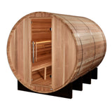 Golden Designs "Klosters" 6 Person Barrel Traditional Sauna - Pacific Cedar Golden Designs Recovery; foam rollers, advanced rollers, stretch and massage GDI_B006_01_1_3x3_671b14b9-c994-45d1-9d9a-052289555d33-scaled