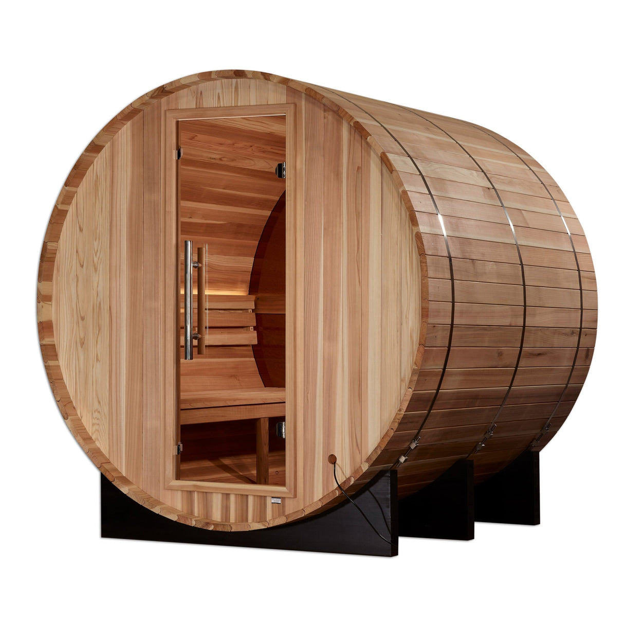 Golden Designs "Klosters" 6 Person Barrel Traditional Sauna - Pacific Cedar Golden Designs Recovery; foam rollers, advanced rollers, stretch and massage GDI_B024_01_3_3x3_349e0cd0-3241-4e46-a822-3d9a6d898a48-scaled
