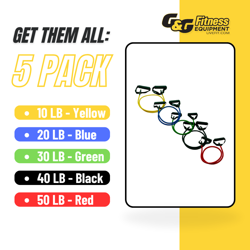 Gronk Fitness Tubes, Tubular Resistance Bands With Handles Gronk Fitness Products Variants(s) - Weight GetThe5_4