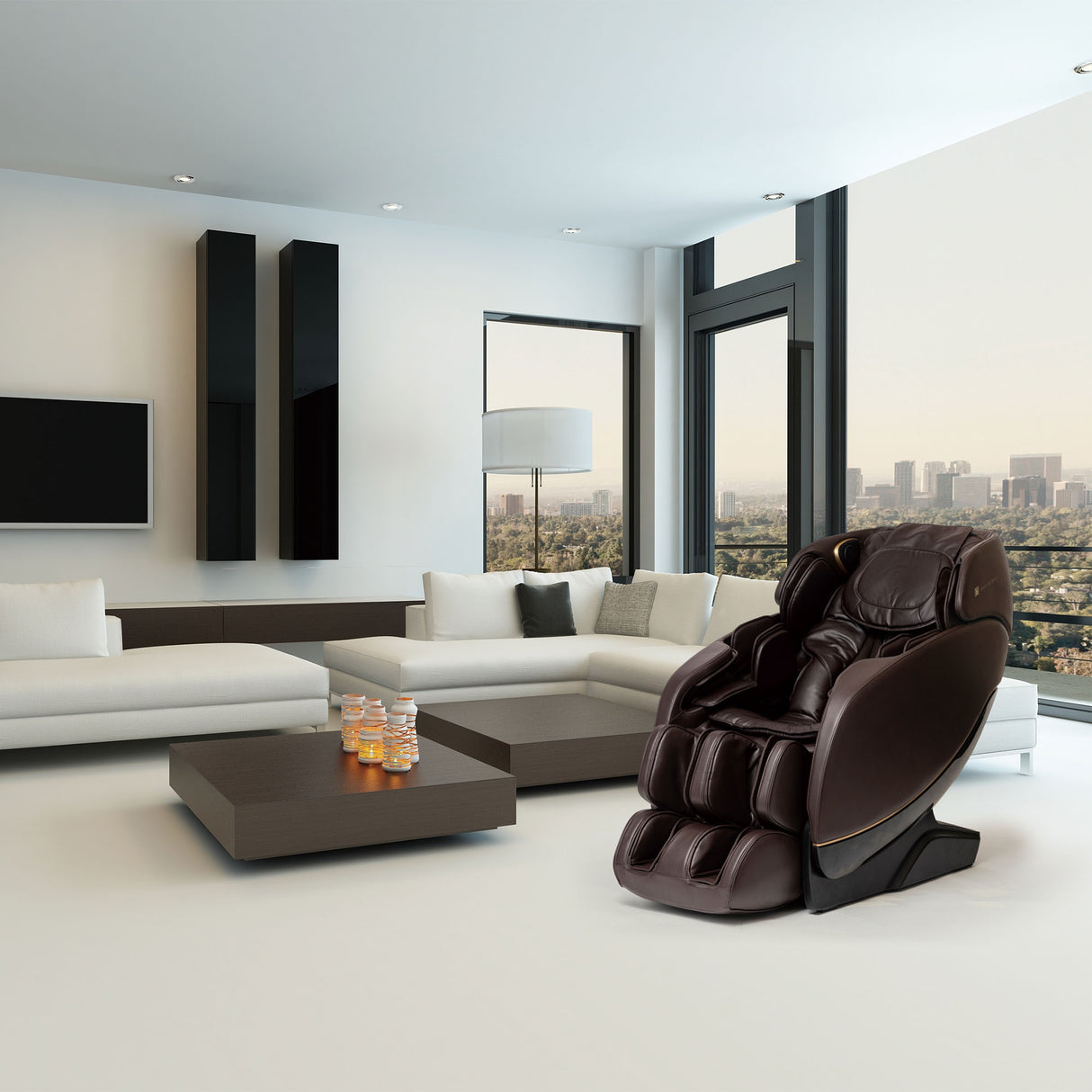 Inner Balance Jin 2.0 Massage Chair - Discontinued Johnson Massage Chairs Advanced Flexibility; Powerplates Jin2_Brown_Lifestyle_5