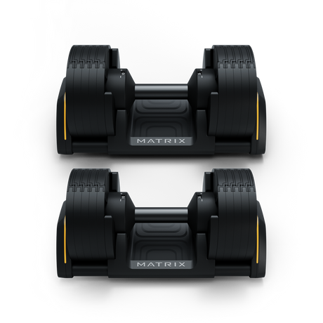 Matrix 50 lb Adjustable Dumbbells Matrix Dumbbells MXR23_DB5050lbx2w-cradledetail_faceon_1440x_65435f8d-be7c-47c5-b01e-9d62d8d0be8d