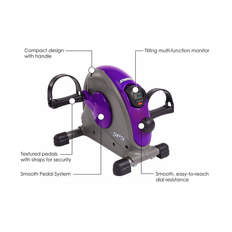 Stamina Mini Exercise Bike with Smooth pedal System, Purple Stamina Aerobics; aerobic step, HR straps WEB2HGH15-0142.1-1