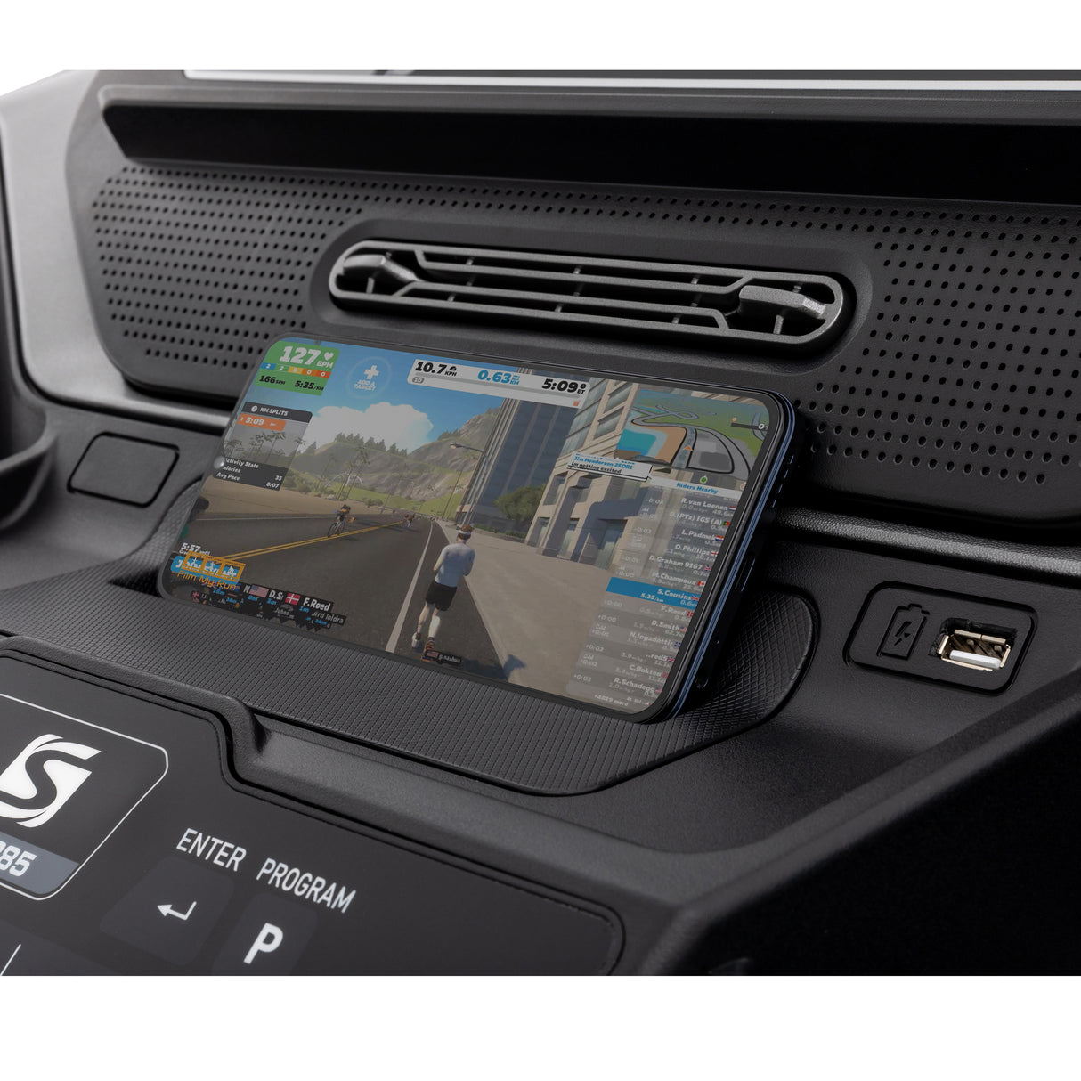 Spirit XT385 Treadmill Spirit Treadmills under 350lbs XT385_WR_XT385_Rack-right-_-phone