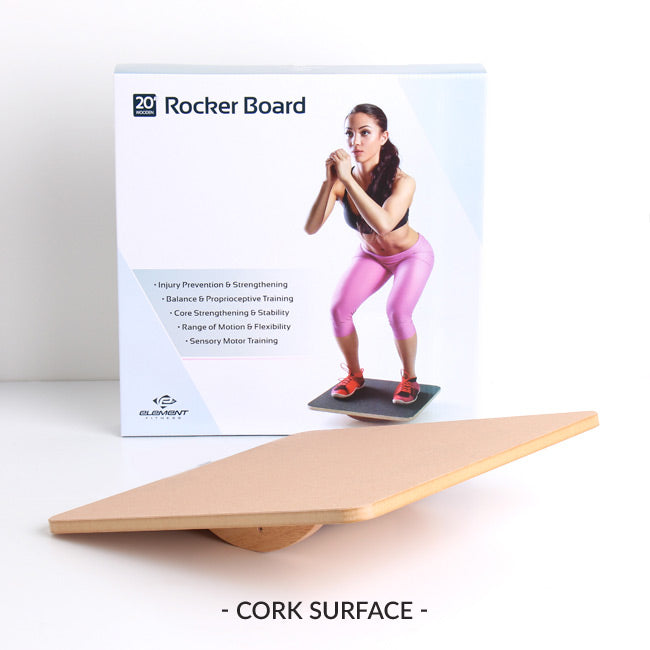 Element Fitness 20" Wooden Rocker Board Element Fitness Balance and stability; bosu, swiss, plyo-box rockerboard-withbox