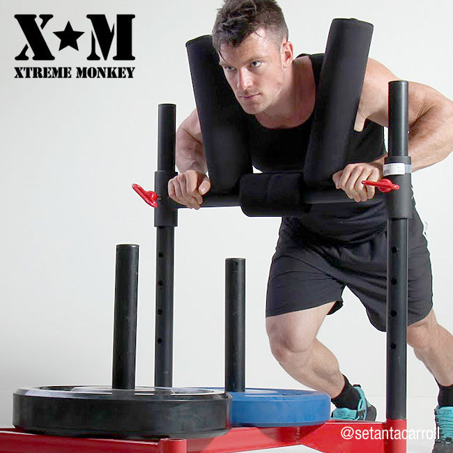 XM Red Sled Drive Pad XM Fitness Agility and Speed; jump ropes, climbing and battle ropes, ladders, sled, interval timer sled-push-2