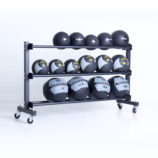 XM 3 Tier Commercial Med Ball Rack w/ wheels XM Fitness Dumbell racks, power block stand, plate and bar storage, kettlebell racks, ball racks storage-ball-rack-lrg_1