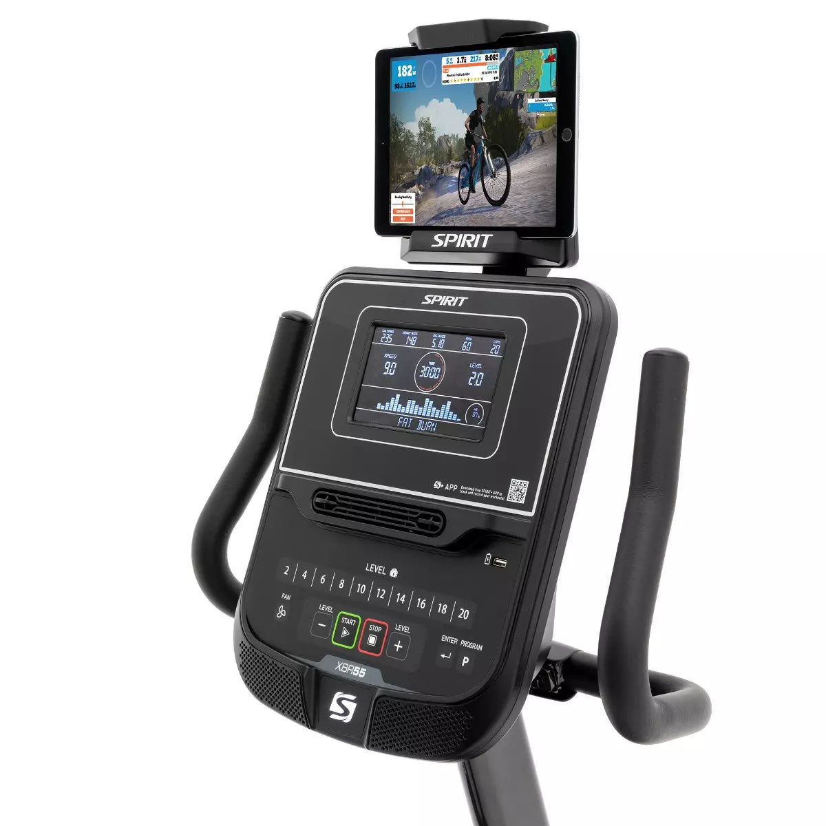 Spirit XBR55 Recumbent Bike 2024 Spirit Bike; Recumbent xbr55_wr_xbr55_right-3-4-_-ipad_zwift_jpg