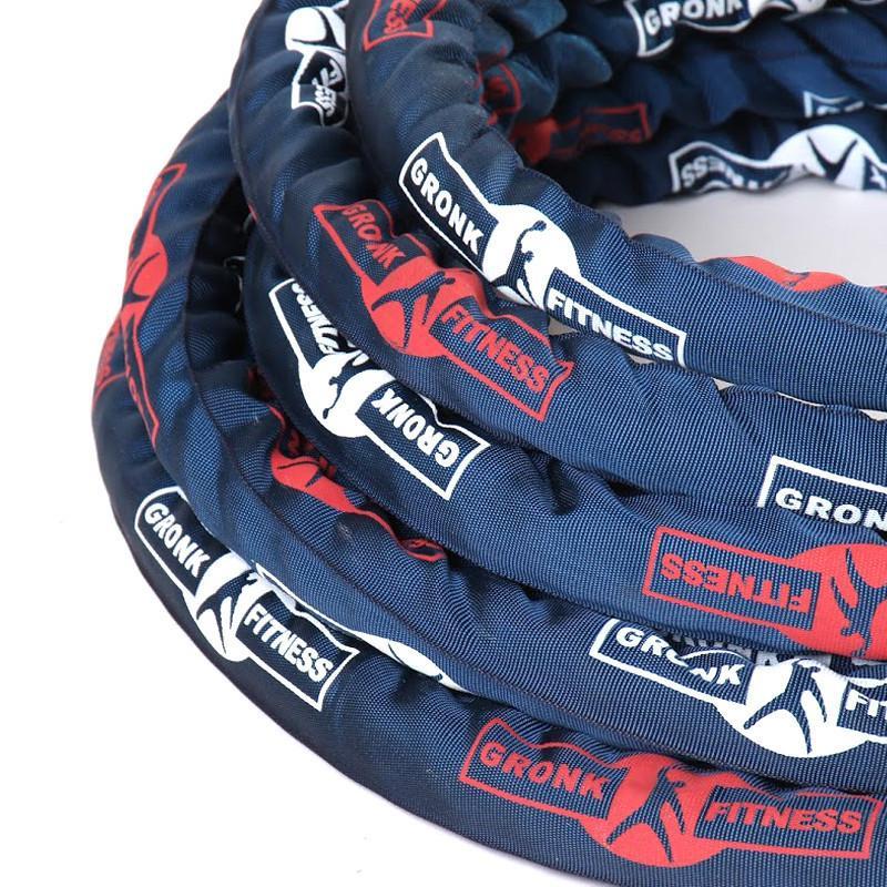 Gronk Fitness Battle Rope with Sleeve - 50' - Discontinued Gronk Fitness Products Agility and Speed; jump ropes, climbing and battle ropes, ladders, sled, interval timer Gronk_50_ft_battle_ropes-detail
